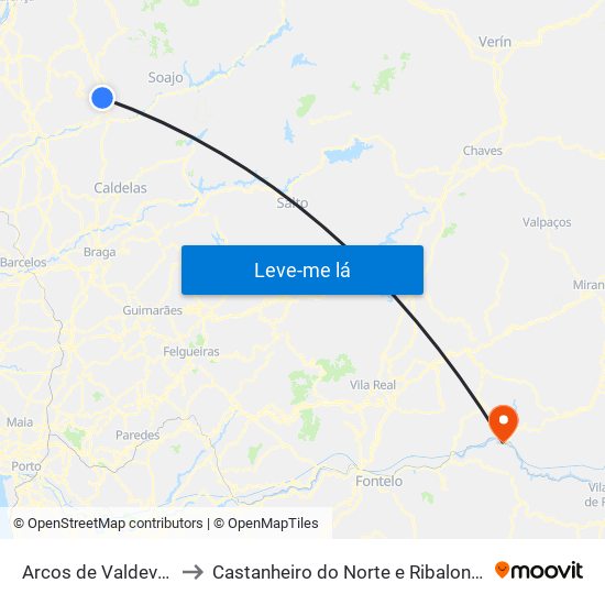 Arcos de Valdevez to Castanheiro do Norte e Ribalonga map