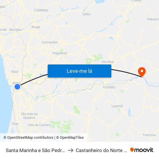 Santa Marinha e São Pedro da Afurada to Castanheiro do Norte e Ribalonga map
