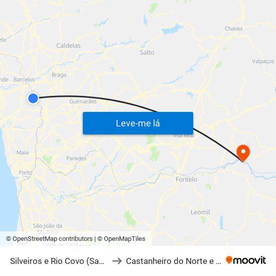 Silveiros e Rio Covo (Santa Eulália) to Castanheiro do Norte e Ribalonga map