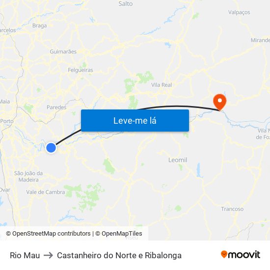 Rio Mau to Castanheiro do Norte e Ribalonga map