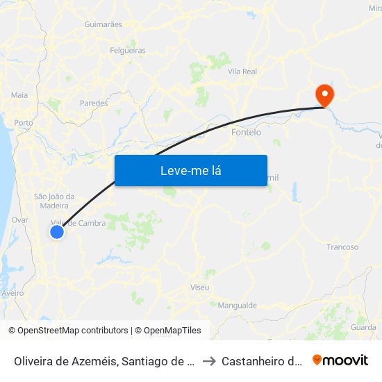 Oliveira de Azeméis, Santiago de Riba-Ul, Ul, Macinhata da Seixa e Madail to Castanheiro do Norte e Ribalonga map