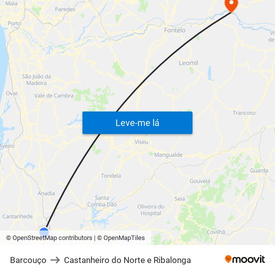 Barcouço to Castanheiro do Norte e Ribalonga map