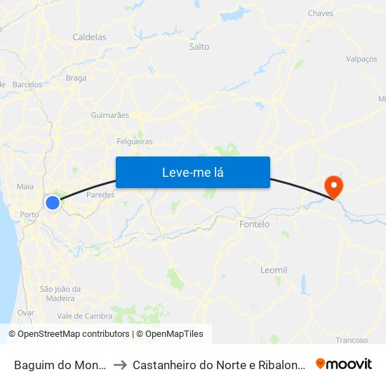 Baguim do Monte to Castanheiro do Norte e Ribalonga map