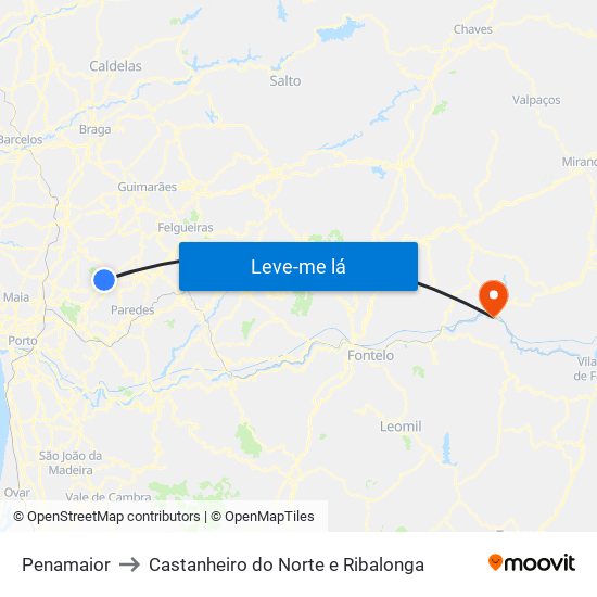 Penamaior to Castanheiro do Norte e Ribalonga map