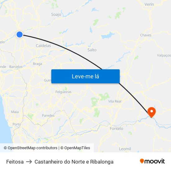 Feitosa to Castanheiro do Norte e Ribalonga map