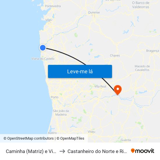 Caminha (Matriz) e Vilarelho to Castanheiro do Norte e Ribalonga map
