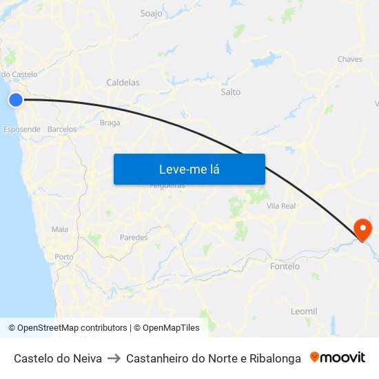 Castelo do Neiva to Castanheiro do Norte e Ribalonga map