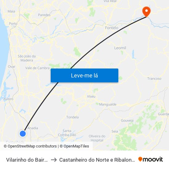 Vilarinho do Bairro to Castanheiro do Norte e Ribalonga map