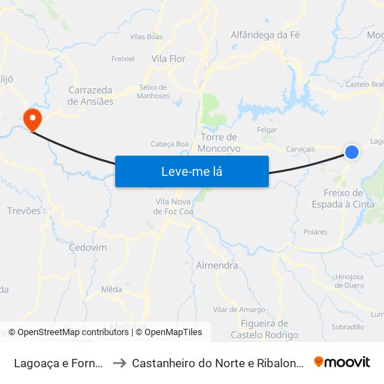 Lagoaça e Fornos to Castanheiro do Norte e Ribalonga map