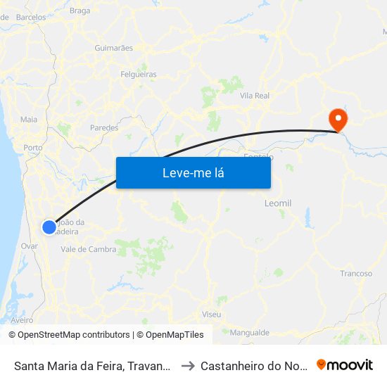 Santa Maria da Feira, Travanca, Sanfins e Espargo to Castanheiro do Norte e Ribalonga map