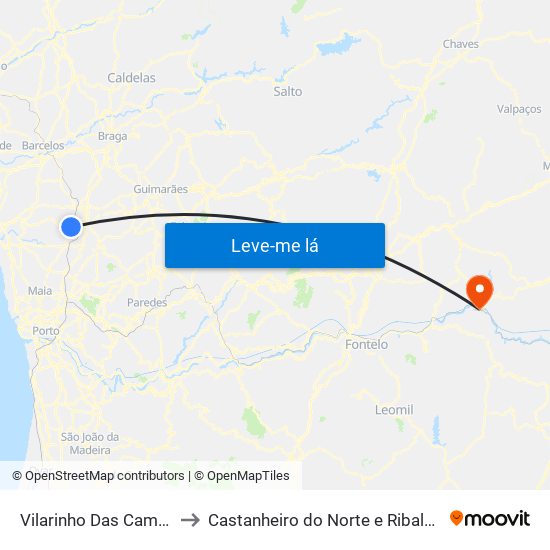 Vilarinho Das Cambas to Castanheiro do Norte e Ribalonga map