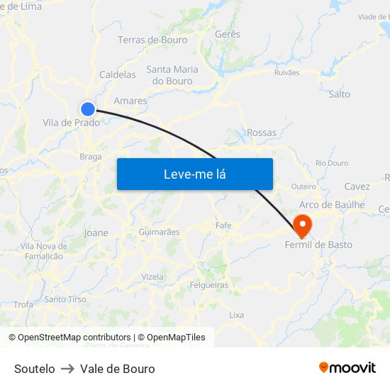 Soutelo to Vale de Bouro map