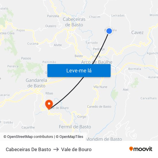 Cabeceiras De Basto to Vale de Bouro map