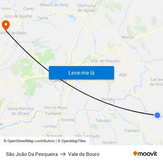 São João Da Pesqueira to Vale de Bouro map