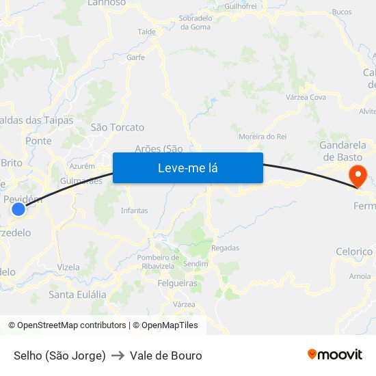 Selho (São Jorge) to Vale de Bouro map