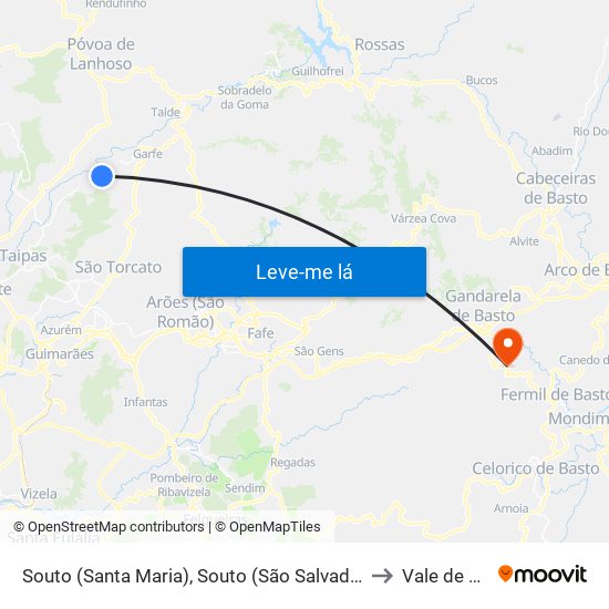 Souto (Santa Maria), Souto (São Salvador) e Gondomar to Vale de Bouro map