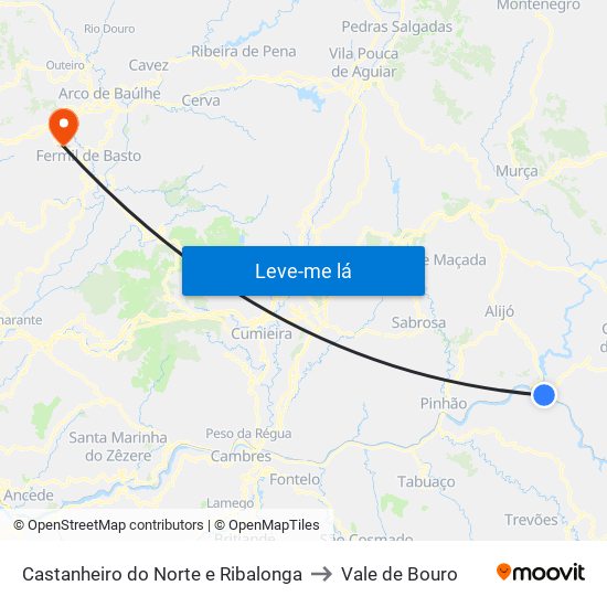 Castanheiro do Norte e Ribalonga to Vale de Bouro map