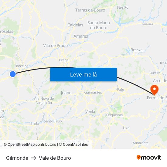 Gilmonde to Vale de Bouro map