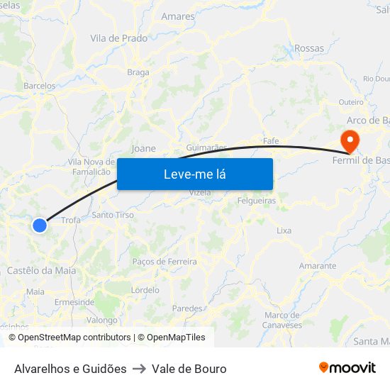 Alvarelhos e Guidões to Vale de Bouro map