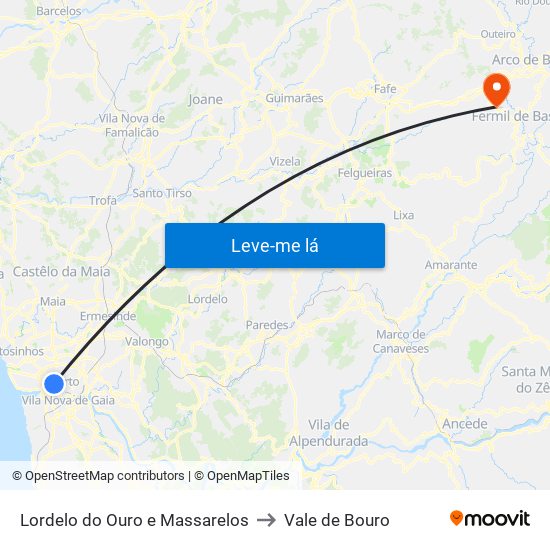 Lordelo do Ouro e Massarelos to Vale de Bouro map