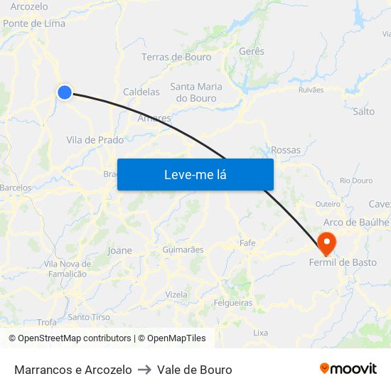 Marrancos e Arcozelo to Vale de Bouro map