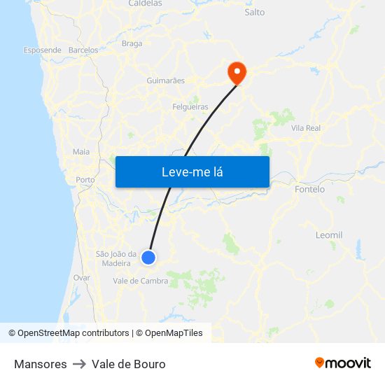 Mansores to Vale de Bouro map