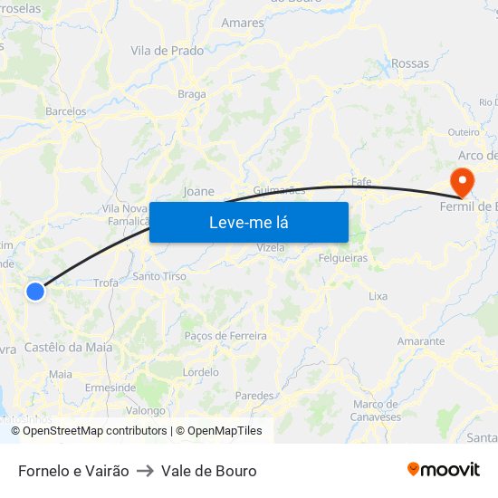 Fornelo e Vairão to Vale de Bouro map