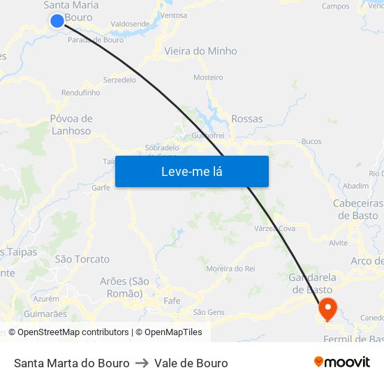 Santa Marta do Bouro to Vale de Bouro map