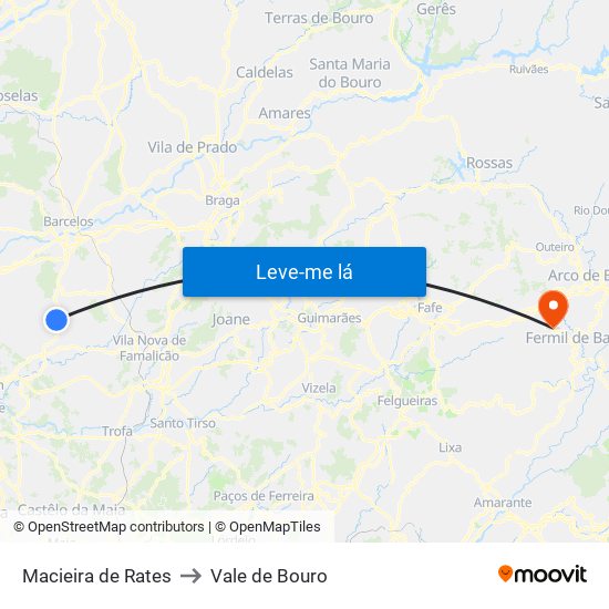 Macieira de Rates to Vale de Bouro map