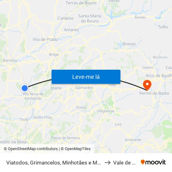 Viatodos, Grimancelos, Minhotães e Monte de Fralães to Vale de Bouro map