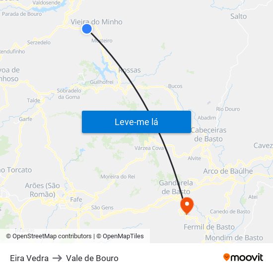 Eira Vedra to Vale de Bouro map