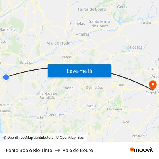 Fonte Boa e Rio Tinto to Vale de Bouro map