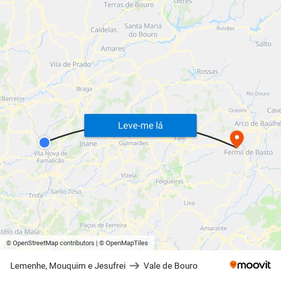 Lemenhe, Mouquim e Jesufrei to Vale de Bouro map