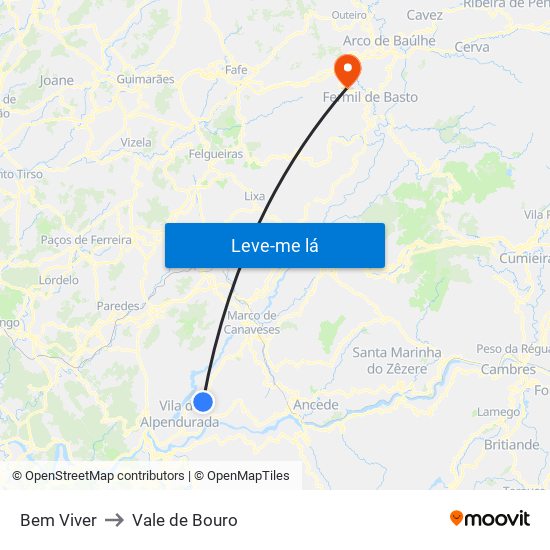 Bem Viver to Vale de Bouro map