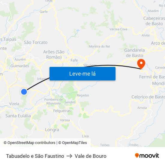 Tabuadelo e São Faustino to Vale de Bouro map
