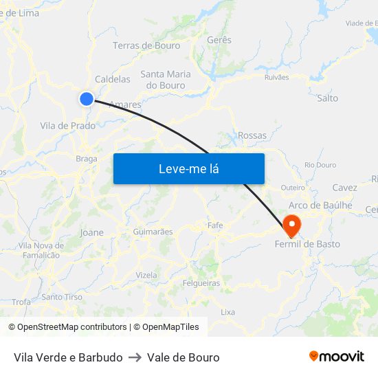Vila Verde e Barbudo to Vale de Bouro map
