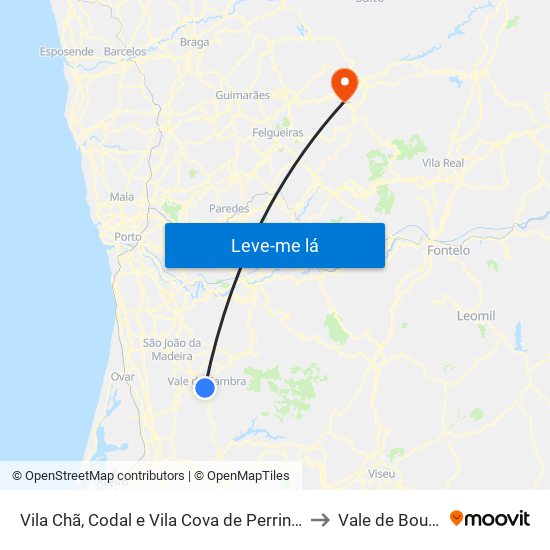 Vila Chã, Codal e Vila Cova de Perrinho to Vale de Bouro map