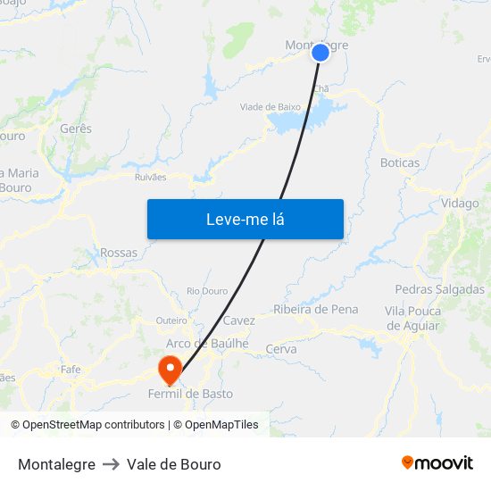 Montalegre to Vale de Bouro map