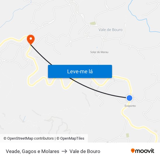 Veade, Gagos e Molares to Vale de Bouro map
