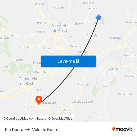 Rio Douro to Vale de Bouro map