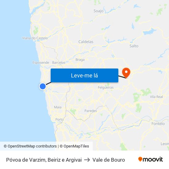 Póvoa de Varzim, Beiriz e Argivai to Vale de Bouro map