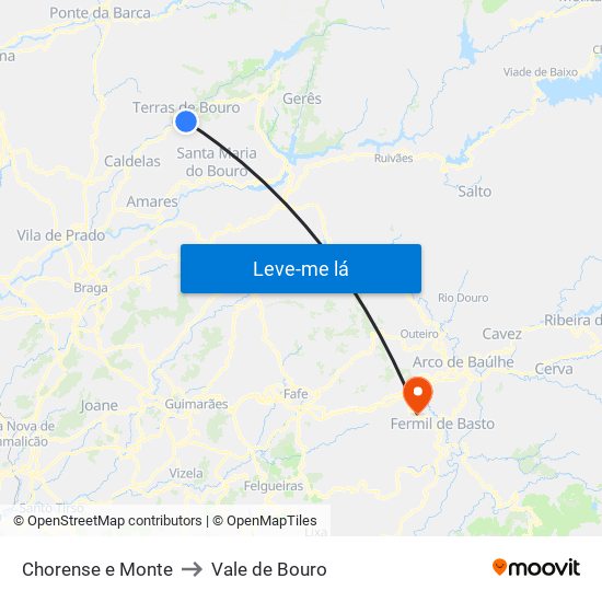 Chorense e Monte to Vale de Bouro map