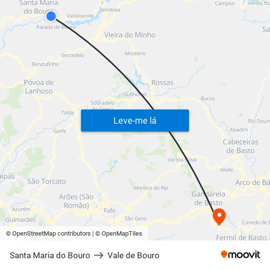 Santa Maria do Bouro to Vale de Bouro map