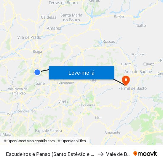 Escudeiros e Penso (Santo Estêvão e São Vicente) to Vale de Bouro map