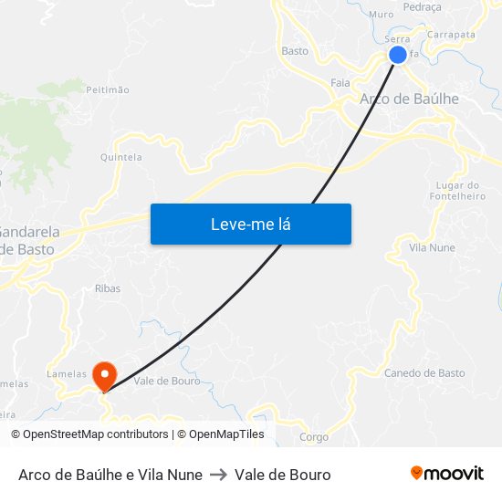 Arco de Baúlhe e Vila Nune to Vale de Bouro map