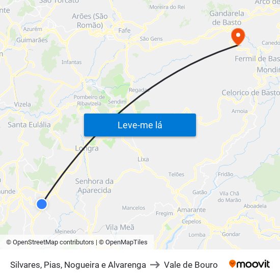 Silvares, Pias, Nogueira e Alvarenga to Vale de Bouro map