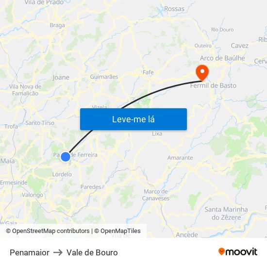 Penamaior to Vale de Bouro map