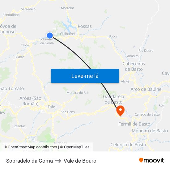 Sobradelo da Goma to Vale de Bouro map