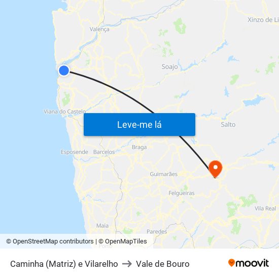 Caminha (Matriz) e Vilarelho to Vale de Bouro map