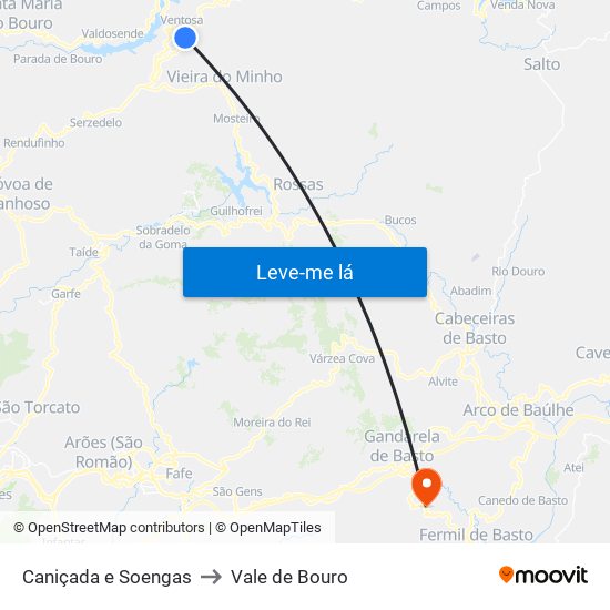 Caniçada e Soengas to Vale de Bouro map